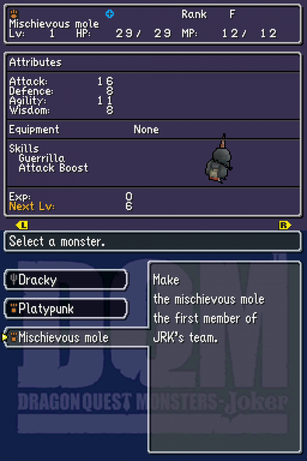 Dragon Quest Monsters Joker cartridge for the Nintendo DS featuring monster collecting RPG gameplay with turn based battles creature synthesis and open island exploration in the Dragon Quest universe gameplay