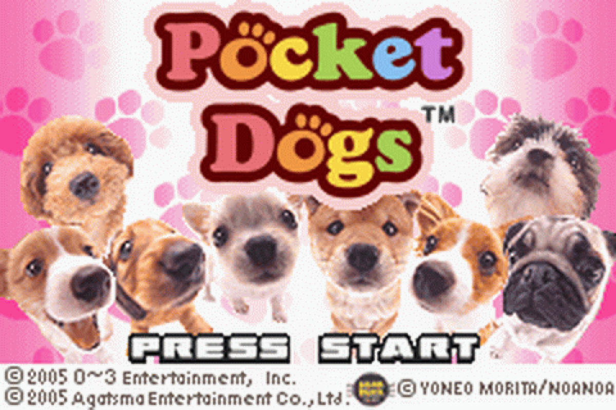 Game Boy Advance Pocket Dogs virtual pet game start menu
