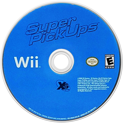 Super Pickups Nintendo Wii for off road racing video game fans featuring pickup truck driving rugged terrain racing events vehicle customization challenging tracks arcade style gameplay stunt action and multiplayer competition collectible gaming appeal disc