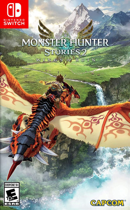 Monster Hunter Stories 2 Wings of Ruin Nintendo Switch NS for role playing adventure video game fans featuring monster collecting turn based battles Rathalos exploration colorful fantasy environments character customization egg hatching monster riding quests and immersive Monster Hunter storytelling collectible gaming appeal front cover art