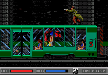 Spider-Man vs The Kingpin Sega CD action platformer comic book superhero game Marvel Spider-Man side scrolling combat web swinging boss battles Green Goblin Doctor Doom storyline enhanced CD audio cutscenes retro gaming Sega CD software video game title gameplay