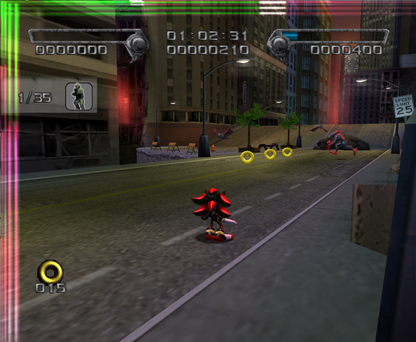 Shadow the Hedgehog disc for the Nintendo GameCube featuring action shooter platformer gameplay with branching story paths weapon based combat vehicles and darker themes following Shadow’s origin and choices gameplay