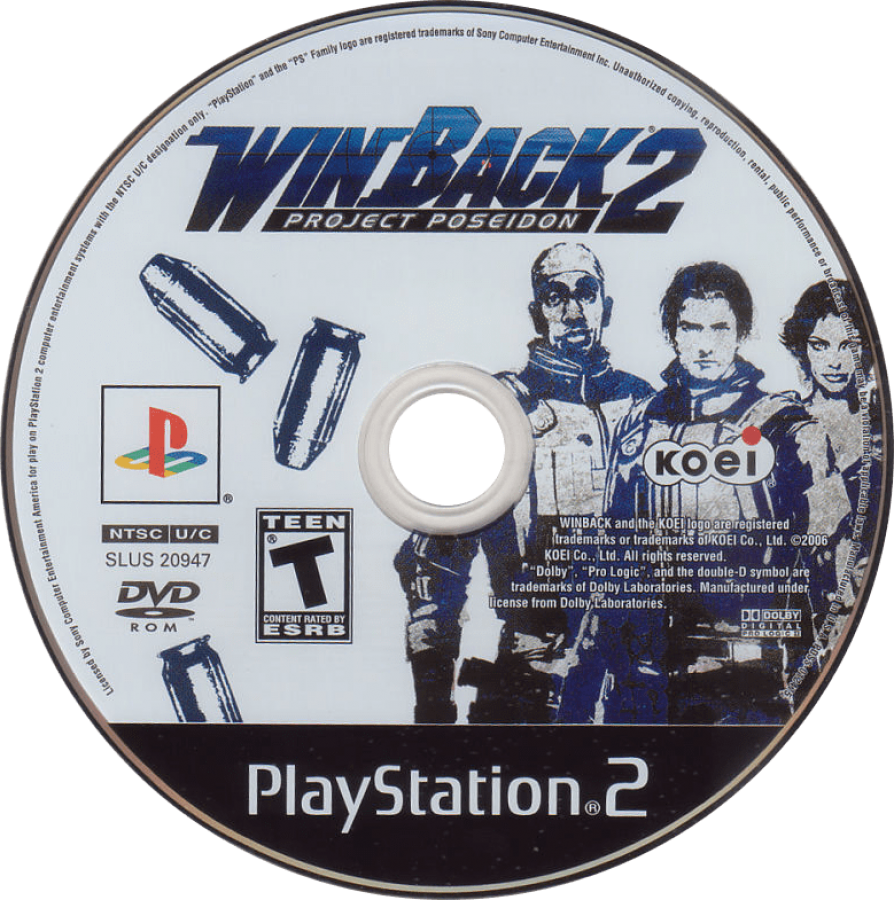 WinBack 2: Project Poseidon – PlayStation 2 (PS2) video game disc, tactical shooter.