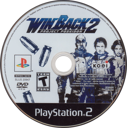 WinBack 2: Project Poseidon – PlayStation 2 (PS2) video game disc, tactical shooter.