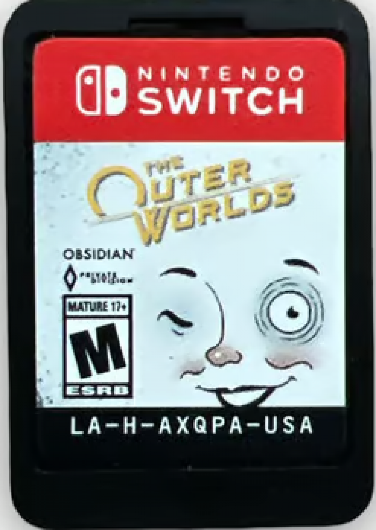 The Outer Worlds Nintendo Switch game featuring sci-fi RPG exploration, player choice, and space adventure gameplay cartridge