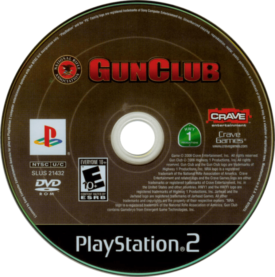 NRA Gun Club – PlayStation 2 (PS2) video game disc, first-person shooting sports simulation game.