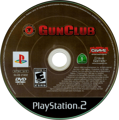 NRA Gun Club – PlayStation 2 (PS2) video game disc, first-person shooting sports simulation game.