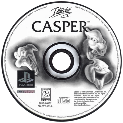 Casper disc for PlayStation 1 (PS1) retro video game 