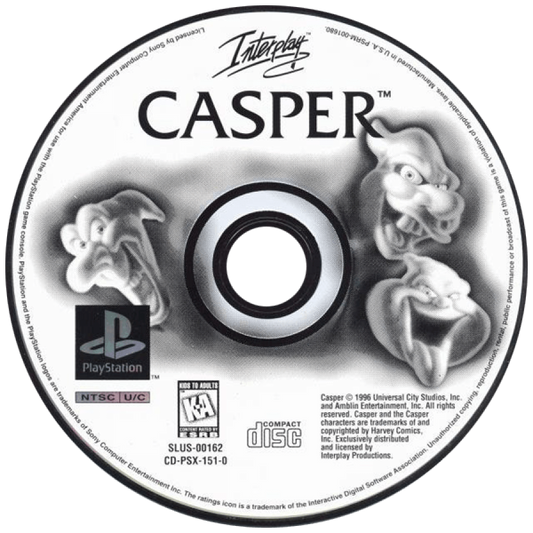 Casper disc for PlayStation 1 (PS1) retro video game 
