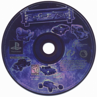 Rogue Trip PlayStation 1 game featuring vehicular combat racing, destructible environments, and fast-paced arcade action gameplay disk