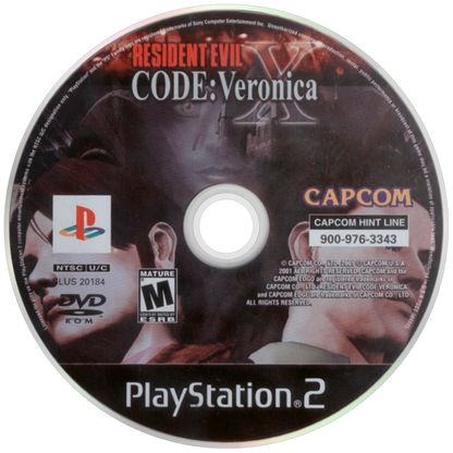 Resident Evil Code: Veronica X – PlayStation 2 (PS2) video game disc, survival horror game.
