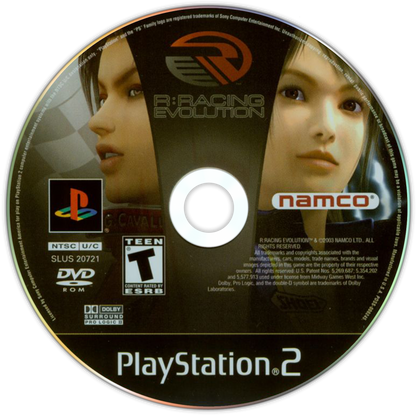 R: Racing Evolution – PlayStation 2 (PS2) video game disc, arcade-style racing simulation game.