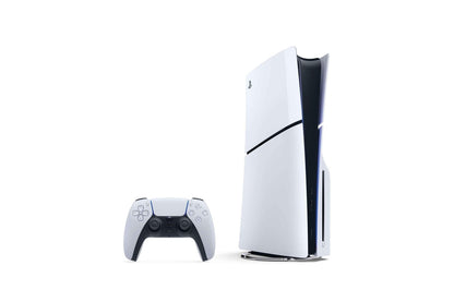 PlayStation 5 Slim Console PS5 for video game enthusiasts featuring next generation gaming hardware ultra fast SSD storage 4K gaming support immersive DualSense controller compatibility advanced performance sleek compact design digital entertainment and collectible gaming appeal