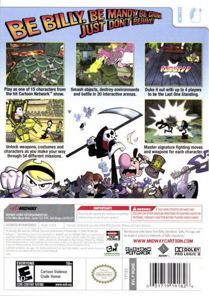 The Grim Adventures of Billy & Mandy – Nintendo Wii (Wii) action-adventure fighting cartoon video game back of case