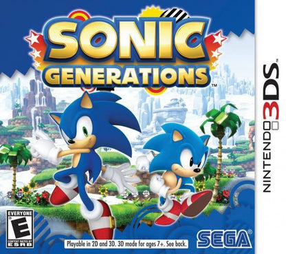 Sonic Generations cover art for Nintendo 3DS (3DS) platformer video game