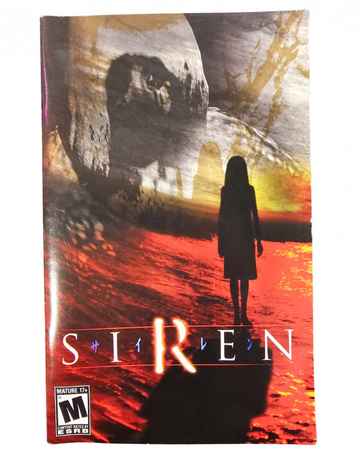 Siren PlayStation 2 PS2 survival horror video game featuring multiple playable characters mysterious Japanese village stealth gameplay supernatural enemies disturbing atmosphere exploration puzzle solving unique sightjack ability and classic PlayStation 2 PS2 gameplay collectible retro gaming appeal manual front art