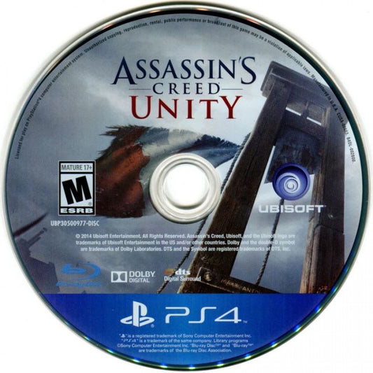 Assassin’s Creed: Unity PlayStation 4 (PS4) video game disc open world action adventure