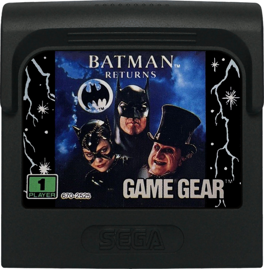 Batman: Returns cartridge cover art for Sega Game Gear (GG) video game