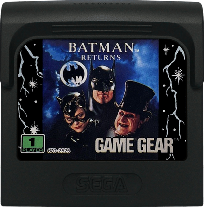 Batman: Returns cartridge cover art for Sega Game Gear (GG) video game