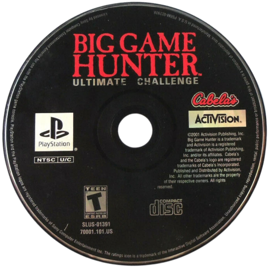 Big Game Hunter: Ultimate Challenge hunting sports video game featuring realistic outdoor environments tracked animal behavior strategic weapon use and immersive Cabela’s big game hunting experience disc