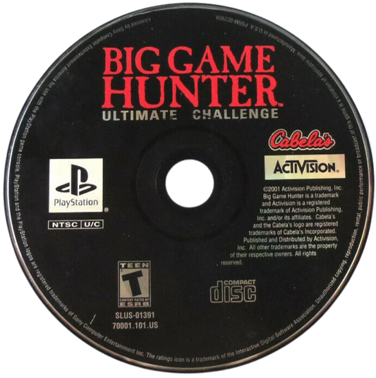 Big Game Hunter: Ultimate Challenge hunting sports video game featuring realistic outdoor environments tracked animal behavior strategic weapon use and immersive Cabela’s big game hunting experience disc