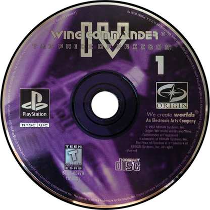 Wing Commander IV retro sci-fi space combat simulation game for PlayStation 1 (PS1) disc 1