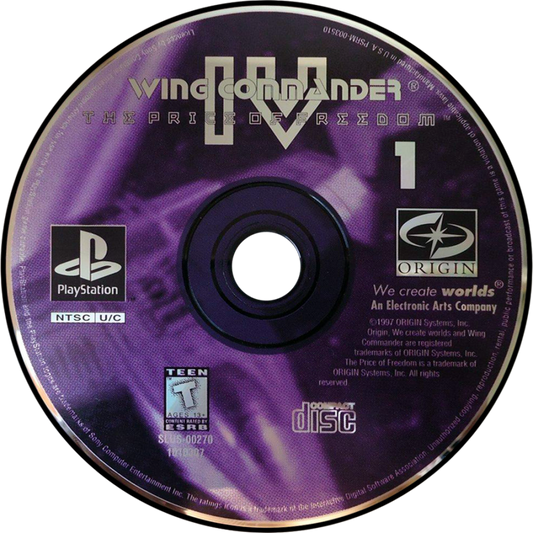 Wing Commander IV retro sci-fi space combat simulation game for PlayStation 1 (PS1) disc 1