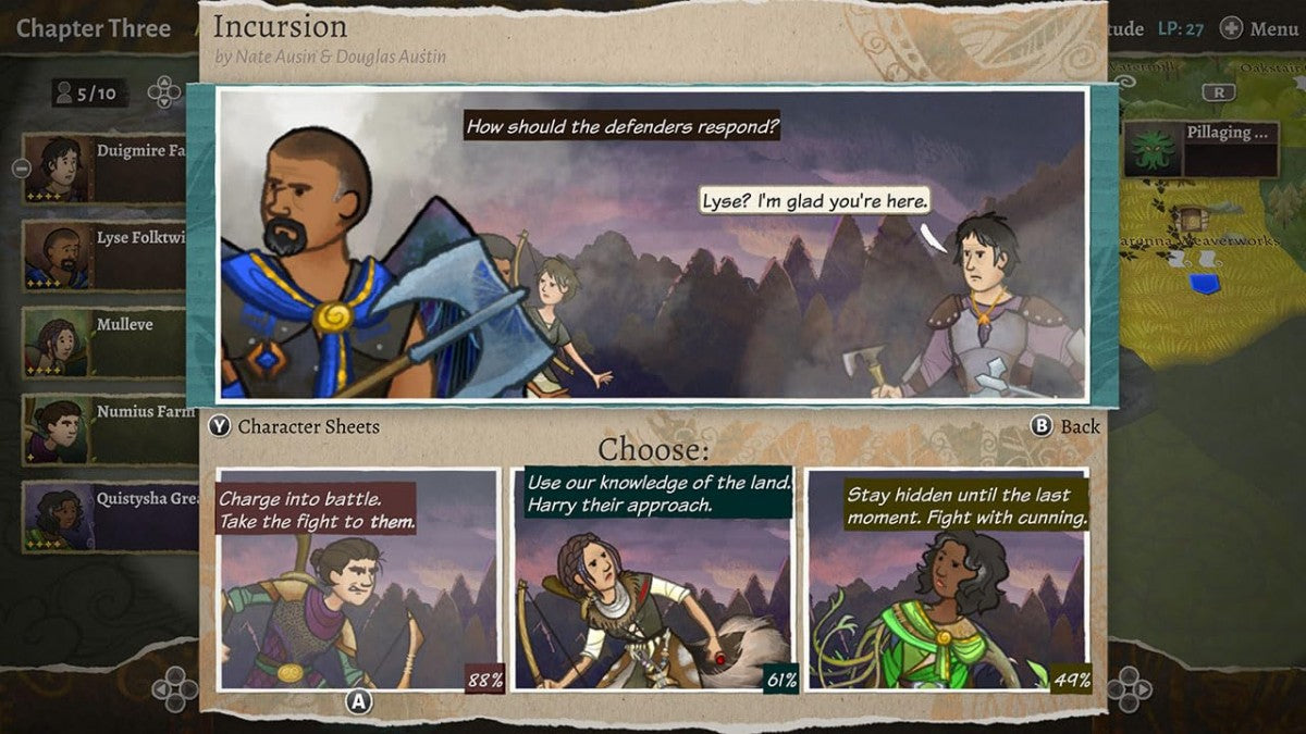 Wildermyth Nintendo Switch inspired design featuring fantasy tactical role playing adventure aesthetic procedurally generated storytelling turn based squad combat evolving heroes rich character development hand illustrated visuals and epic campaign gameplay presentation gameplay