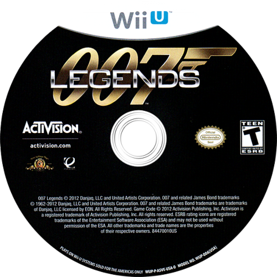 007 Legends disc art for Nintendo Wii U (WiiU) video game 