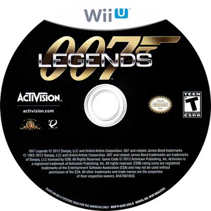 007 Legends disc art for Nintendo Wii U (WiiU) video game 
