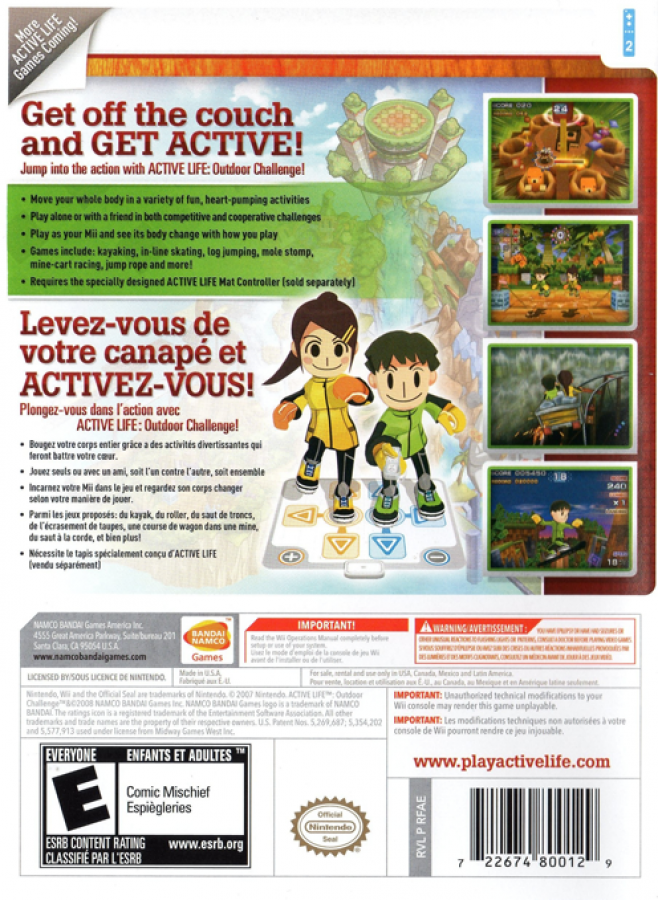 Active Life: Outdoor Challenge back cover art for Nintendo Wii (Wii) video game