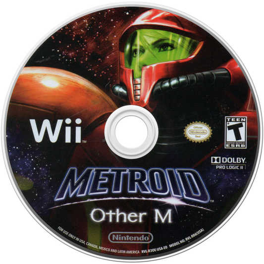 Metroid Other M retro Wii video game Metroid sci fi action adventure third person shooter space exploration bounty hunter combat cinematic gameplay console title Nintendo Wii release disc