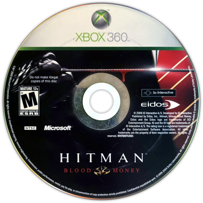 Retro Hitman Blood Money Xbox 360 inspired design featuring stealth assassination action aesthetic vintage HD era tactical disguise gameplay silent eliminations sandbox level design Agent 47 professional contract killing cinematic espionage atmosphere nostalgic stealth shooter presentation disc
