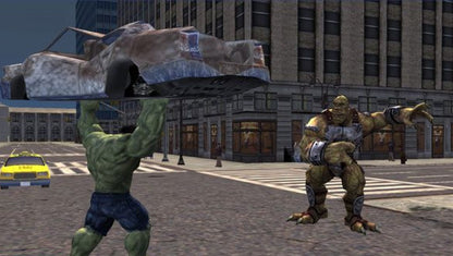 The Incredible Hulk PS2 Sony PlayStation 2 action adventure game Marvel superhero open world destruction combat Bruce Banner Hulk gameplay smashing city free roam missions third person action PlayStation 2 software video game title gameplay