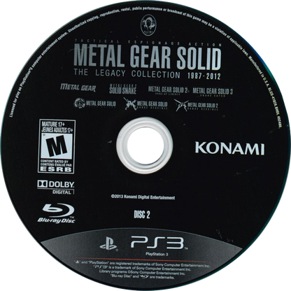 Metal Gear Solid: The Legacy Collection for PlayStation 3 complete stealth action compilation featuring multiple Metal Gear Solid titles tactical espionage gameplay cinematic story missions bonus content collection disc 2