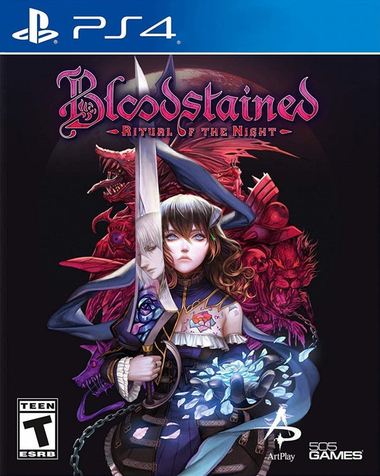 Bloodstained Ritual of the Night PlayStation 4 PS4 for action role playing video game fans featuring gothic metroidvania gameplay side scrolling exploration challenging boss battles weapon crafting character progression magical abilities dark fantasy environments immersive storytelling collectible gaming appeal front cover art