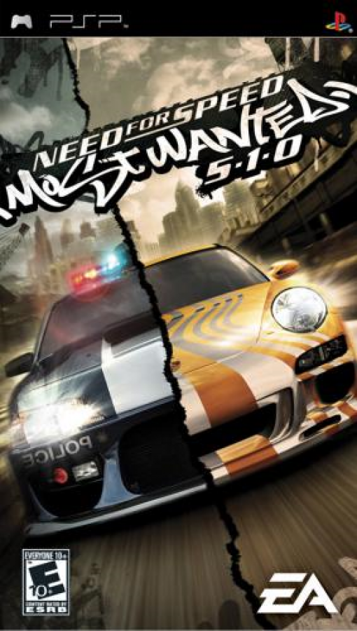 Need for Speed Most Wanted 5-1-0 game cover for Playstation Portable video game. 