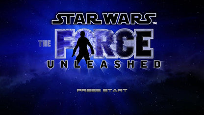 Star Wars: The Force Unleashed start screen for Xbox 360 (X360) action-adventure sci-fi video game