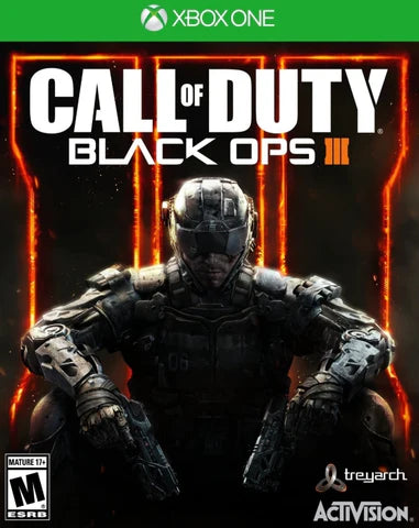 Call of Duty: Black Ops III – Xbox One (XONE) cover art for futuristic first-person shooter game with campaign, multiplayer, and Zombies modes