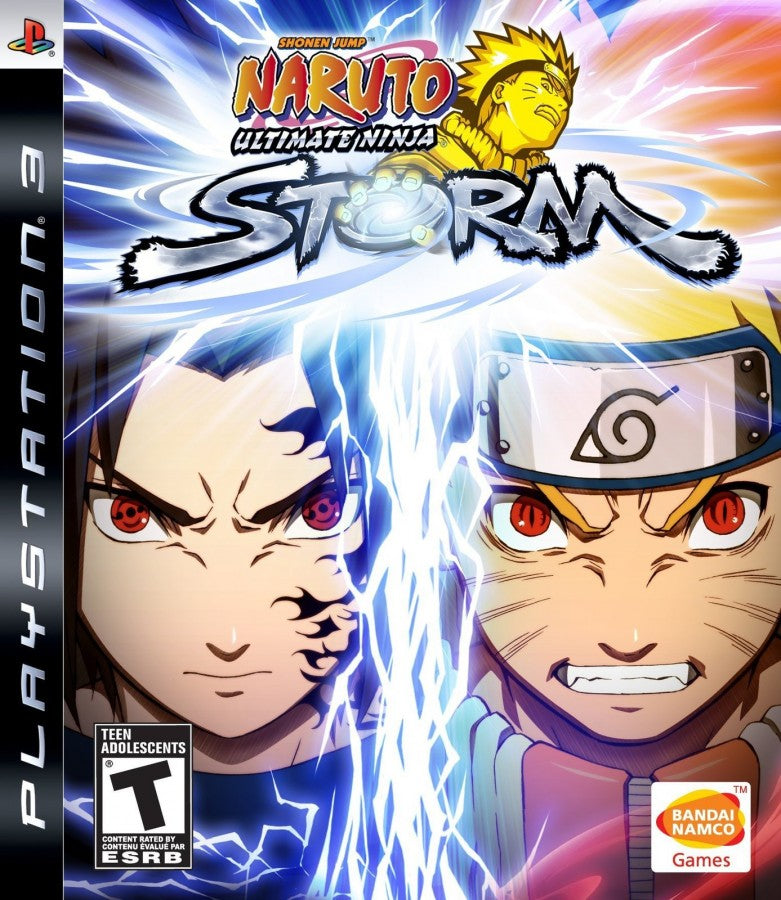 Naruto Ultimate Ninja Storm cover art for PlayStation 3 fighting video game. 