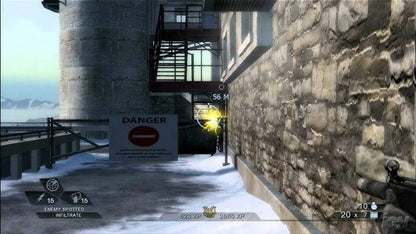 Tom Clancy’s Rainbow Six Vegas 2 Xbox 360 tactical first-person shooter video game featuring intense counter-terrorism missions cooperative multiplayer, deep squad-based tactics, robust single-player campaign, online play with map voting and ranking, destructible environments, and Ubisoft’s signature strategic team combat gameplay.