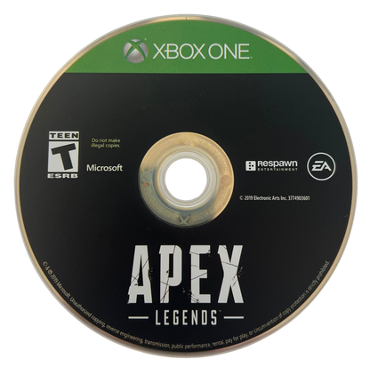 Apex Legends Bloodhound Edition for Xbox One, disc image for a battle royale first-person shooter multiplayer video game