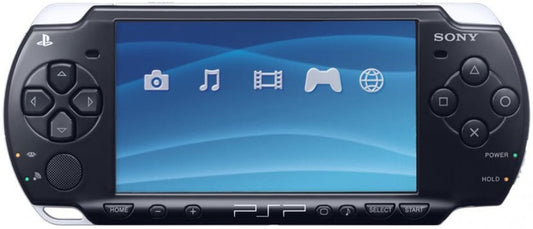 PlayStation Portable 2000 Black Sony PSP 2000 slim handheld console in black featuring widescreen display UMD disc drive WiFi connectivity portable gaming system
