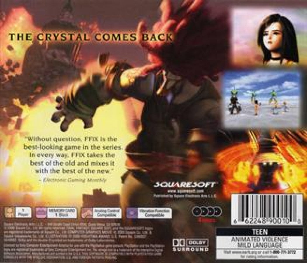 Final Fantasy IX back of box for PlayStation 1 PS1 retro video game
