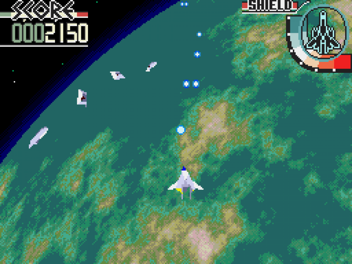 Silpheed Sega CD space shooter shoot em up shmup polygonal background graphics anime style sci fi combat fast paced arcade gameplay spaceship dogfights enhanced CD audio Game Arts retro gaming Sega CD software video game title gameplay