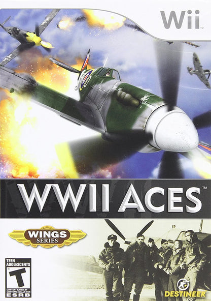 WWII Aces cover art for Nintendo Wii (Wii) featuring aerial combat gameplay with historic World War II fighter planes, intense dogfights, and mission‑based campaigns across European battlefronts.