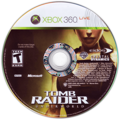 Tomb Raider: Underworld disc for Xbox 360 (X360) action-adventure video game