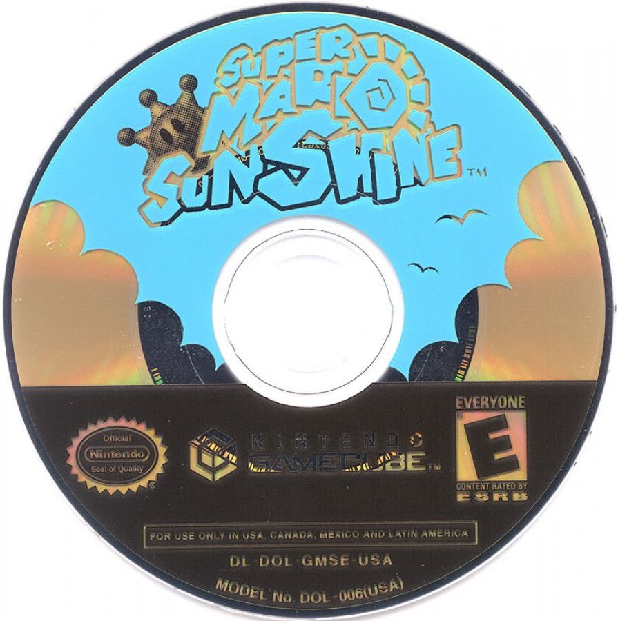Super Mario Sunshine [Player's Choice] disc for Nintendo GameCube (GC) 3D platforming adventure video game