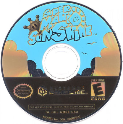 Super Mario Sunshine [Player's Choice] disc for Nintendo GameCube (GC) 3D platforming adventure video game