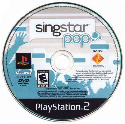 Singstar Pop – PlayStation 2 (PS2) video game disc, music rhythm game.